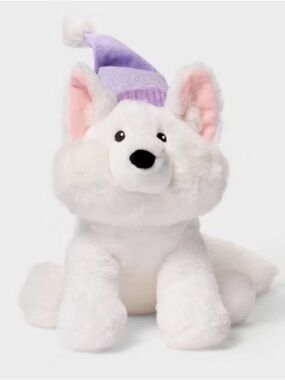 12" Arctic Fox with Hat Stuffed Animal" - Gigglescape